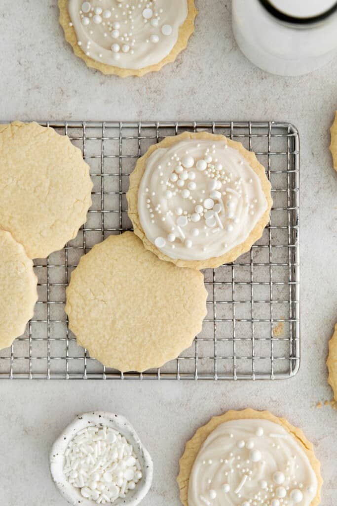sugar cookies on a wire rack