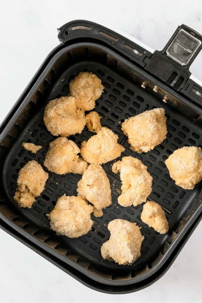 cauliflower wings in air fryer basket