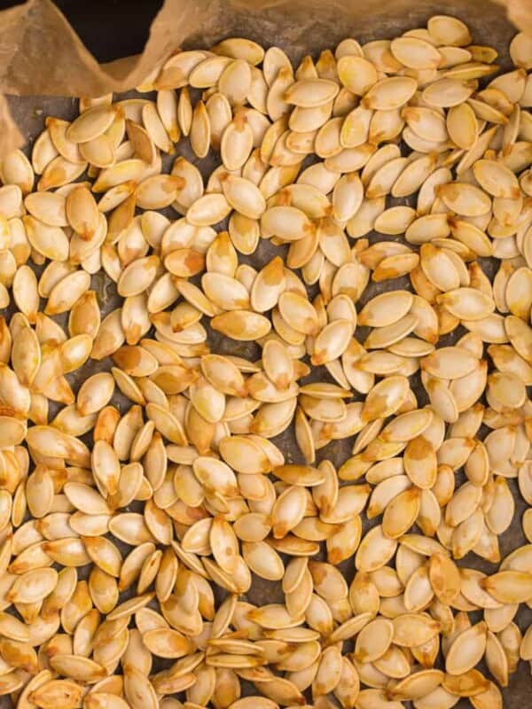 closeup of air fried pumpkin seeds