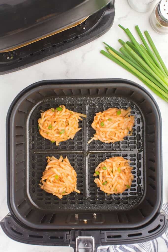 latkes in air fryer basket