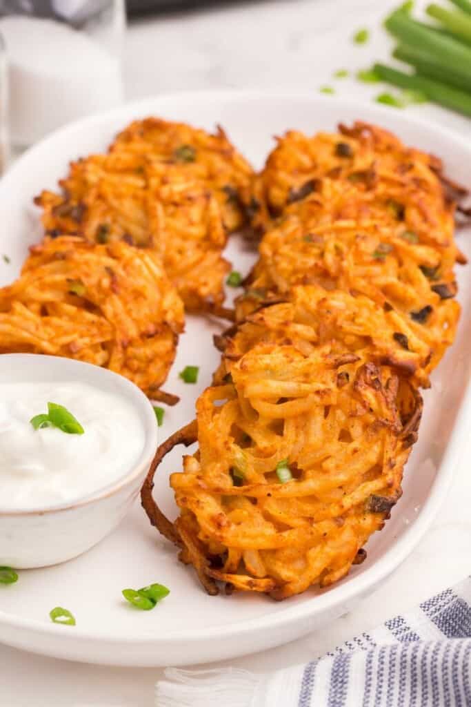 air fryer german potato cakes with dipping sauce