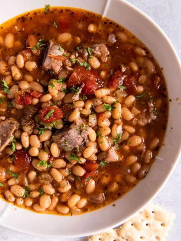 bowl filled with instant pot navy bean soup