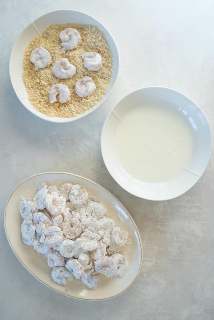 batter for bang bang shrimp in bowls