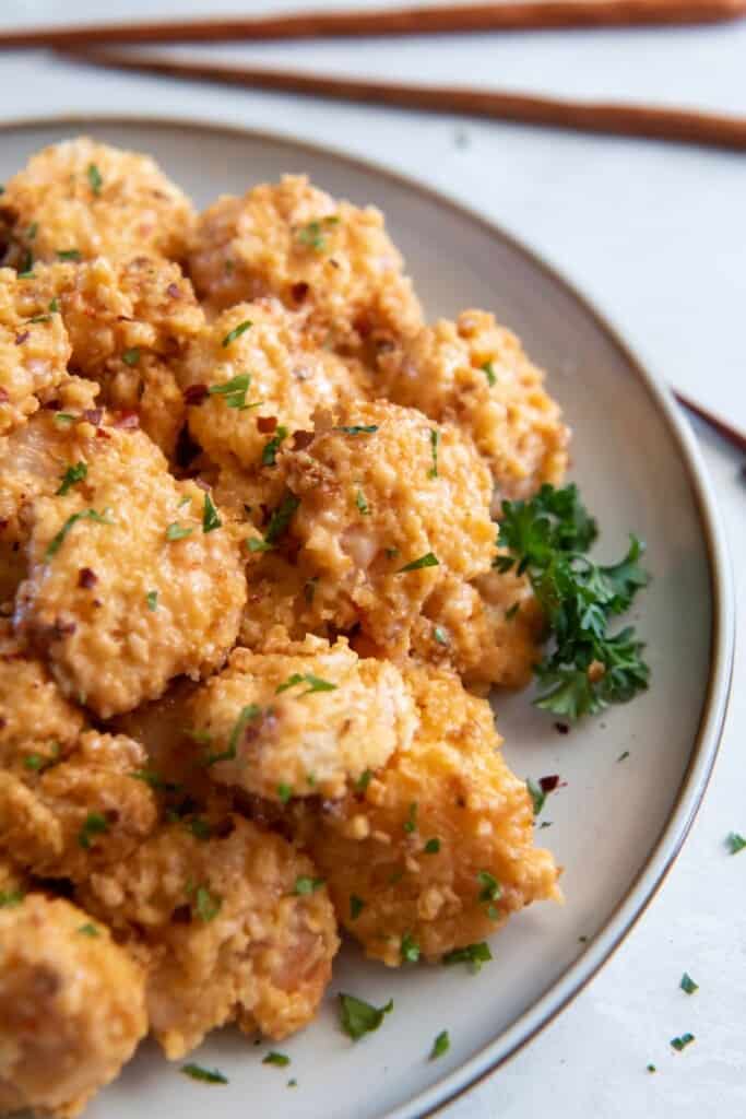 plate with bang bang shrimp