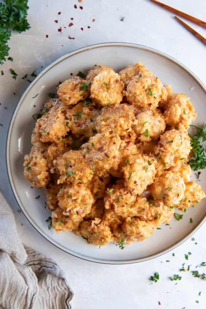 overhead shot of bang bang shrimp