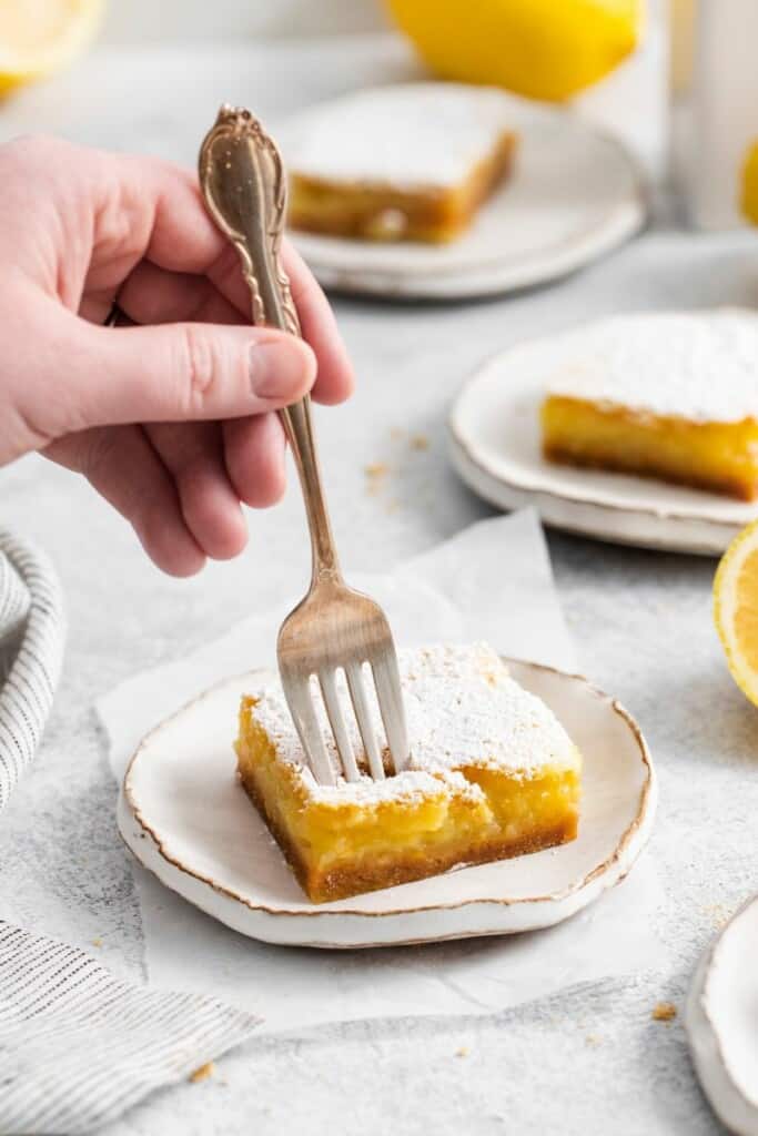 plate with a lemon bar