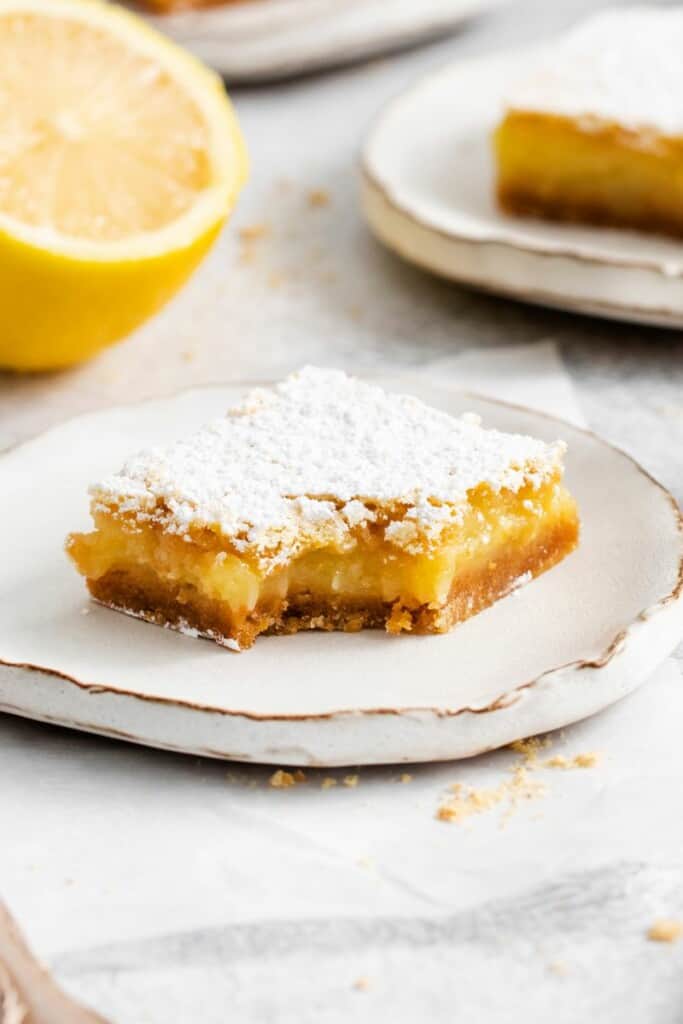 lemon bar with a bite missing