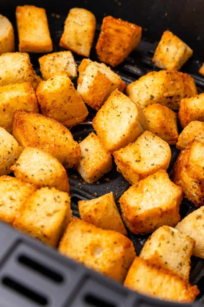 closeup of croutons
