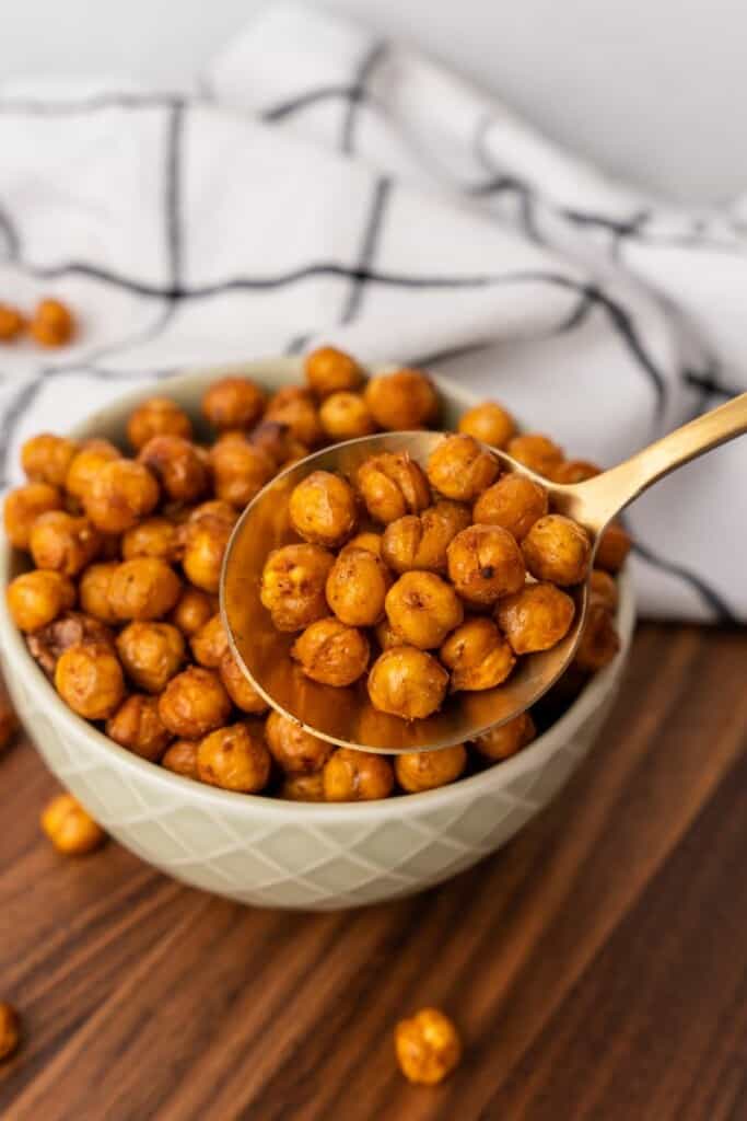 spoon with chickpeas