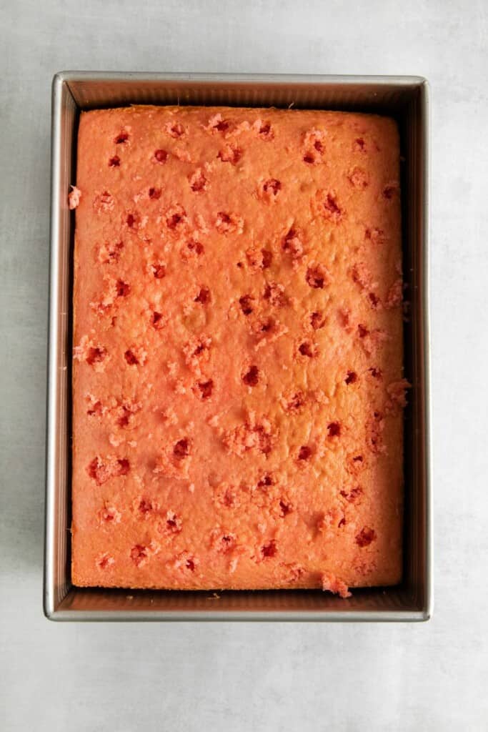 holes poked in cake