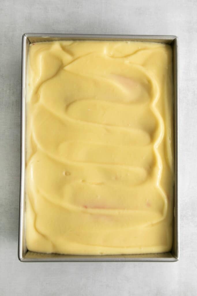 pudding layer added to cake
