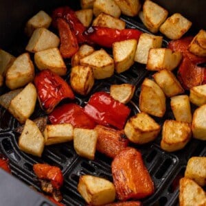 close up of air fryer potatoes