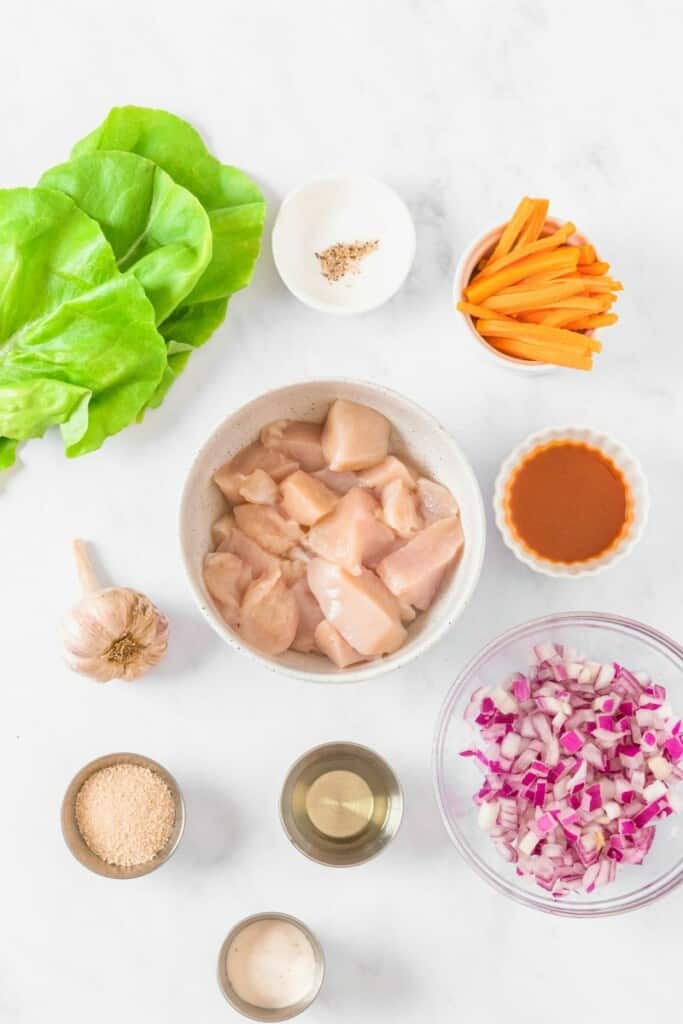 ingredients to make buffalo chicken lettuce wraps