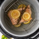 overhead shot of salmon in ninja foodi