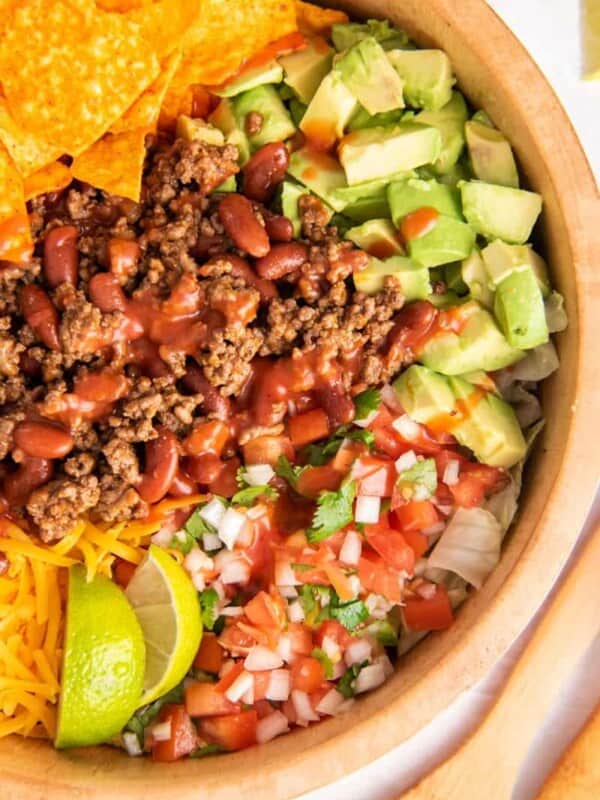 closeup of taco salad
