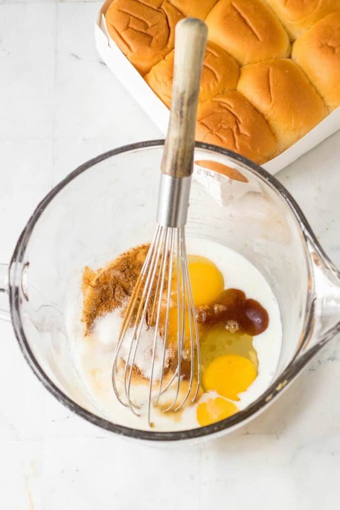 whisking together ingredients
