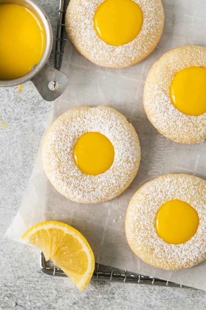closeup of lemon curd cookies
