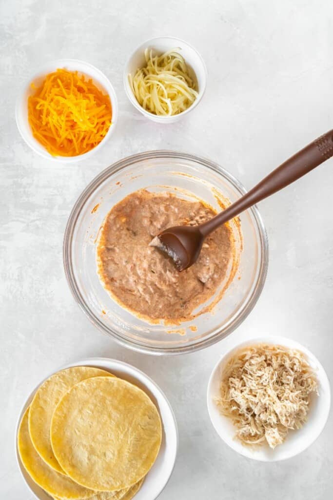 mixing ingredients together