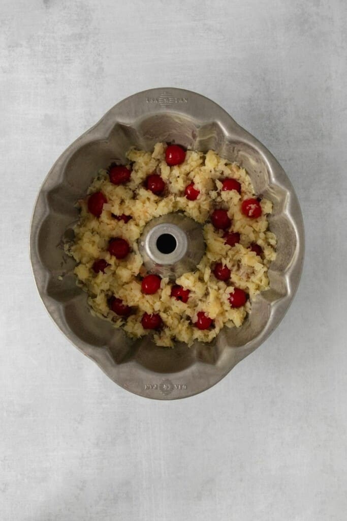 ingredients in a bundt pan