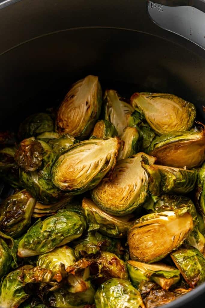 Brussels Sprouts resting in the ninja foodiie after being prepared.