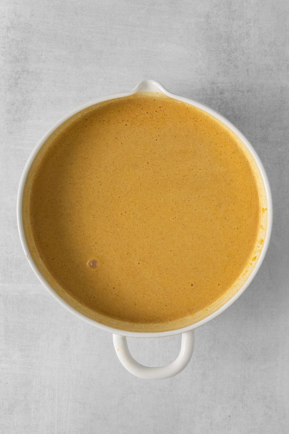 Pumpkin pie batter mixed together.