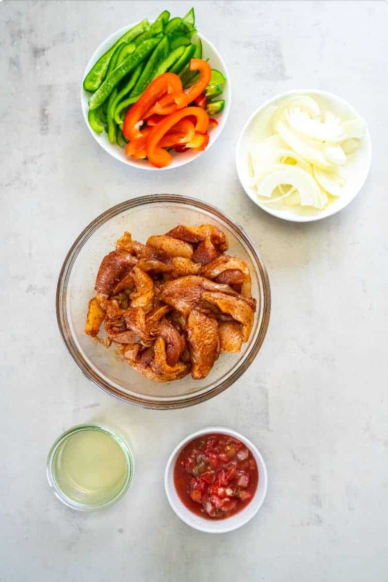 Seasoned chicken strips for Chicken Fajitas
