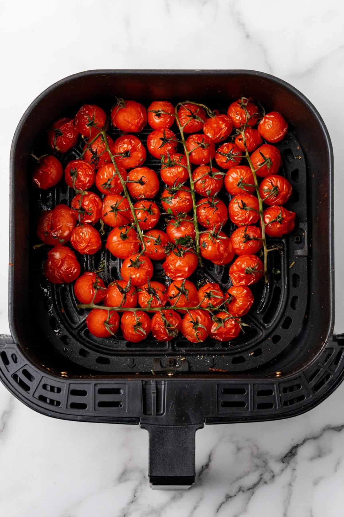 Tomatoes that have been roasted in the air fryer.