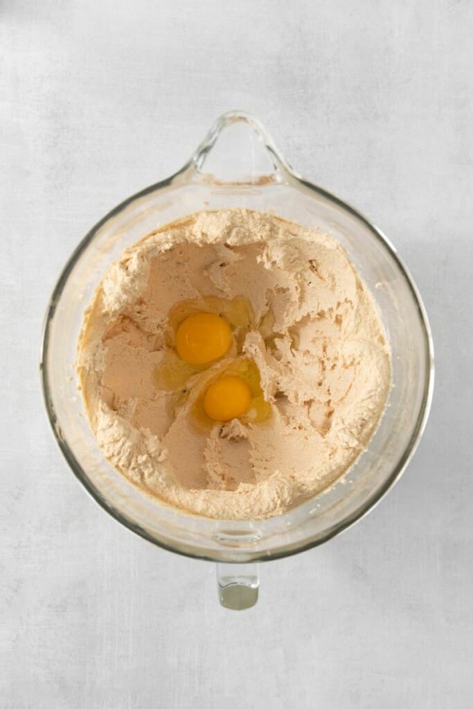 Whipped butter with cracked eggs.