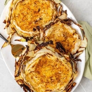 air fryer cabbage on a platter.