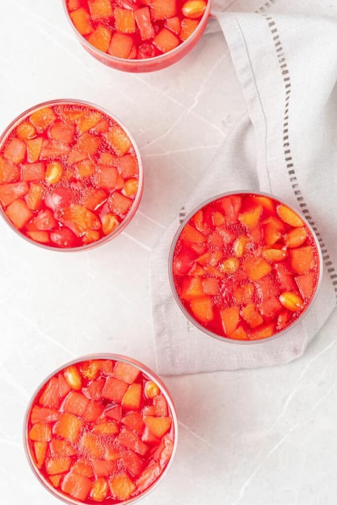 overshot of jello fruit dessert