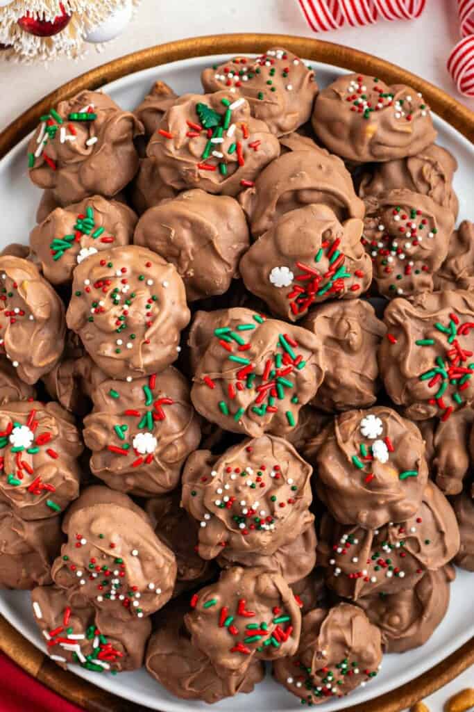 closeup of crockpot christmas candy