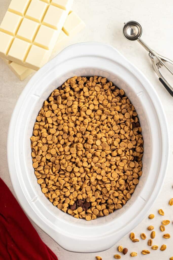 adding peanut butter chips to crockpot