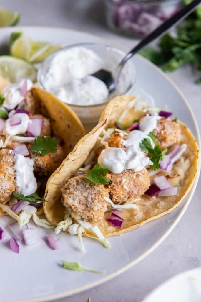 breaded fish tacos in the air fryer