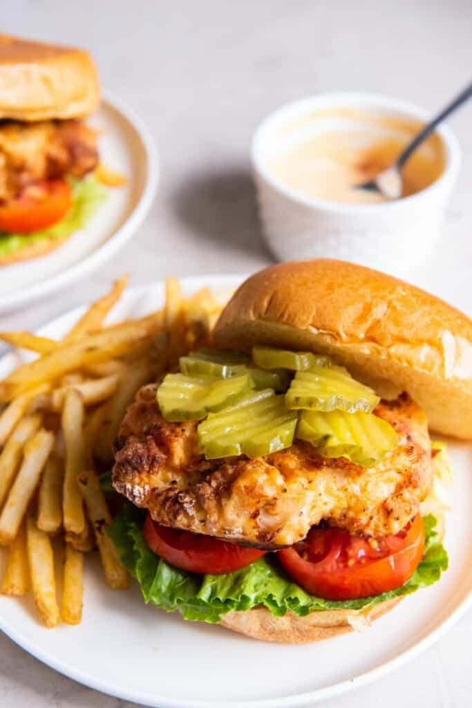 air fryer chicken sandwich with pickles