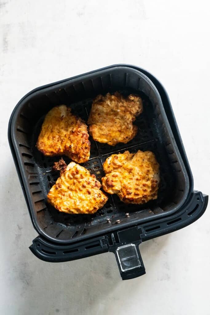 air fried golden brown chicken breasts