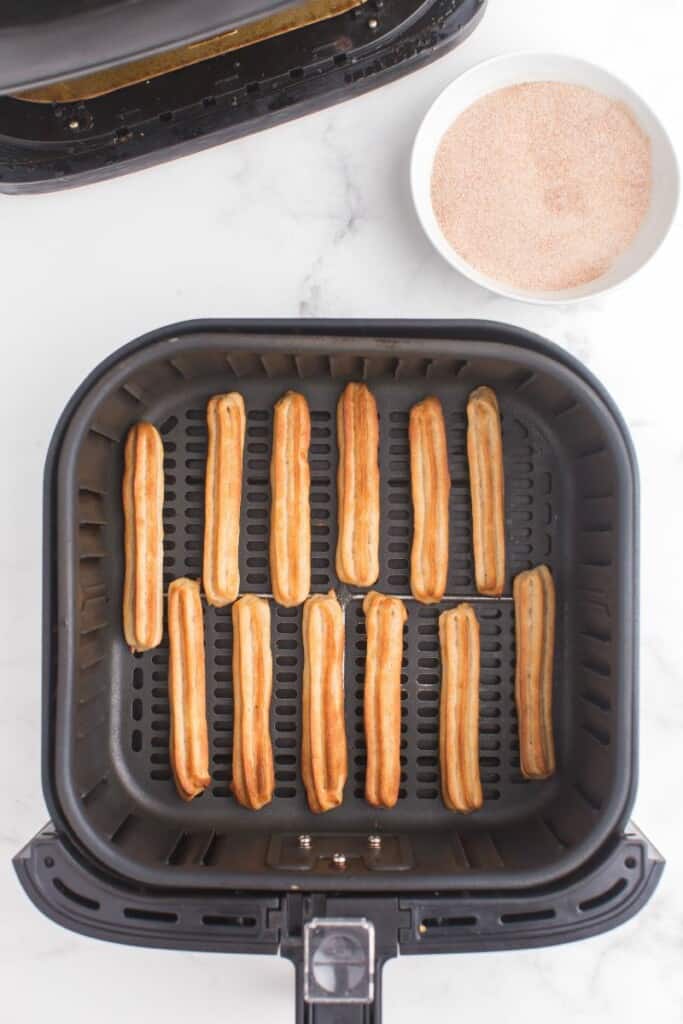 churros baked in air fryer basket