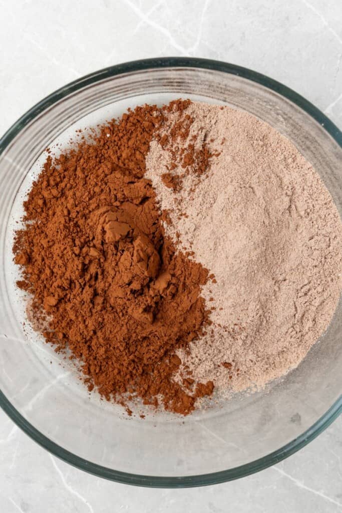 mixing cocoa powder and chocolate pudding mix.