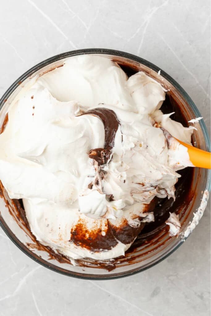 Fold in Cool Whip with chocolate pudding.