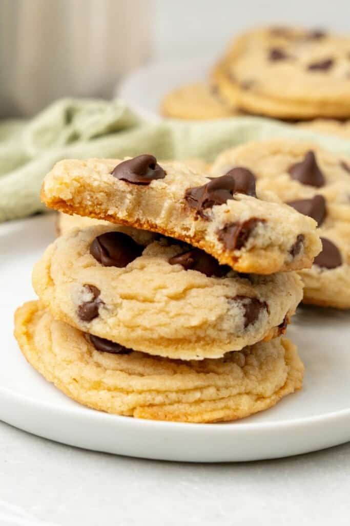 taking a bite out of chocolate chip cookies with no eggs