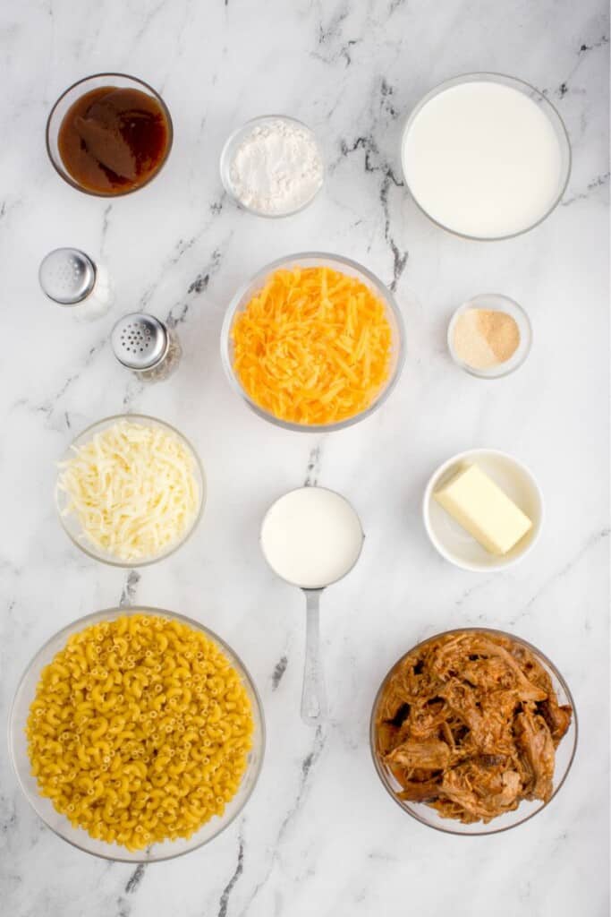 ingredients needed to make pulled pork mac and cheese