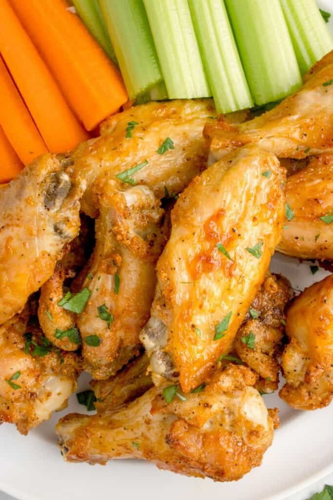 close up of crispy air fryer wings