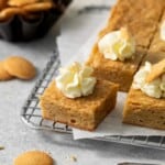 DIY banana pudding brownie recipe with piped whipped topping.