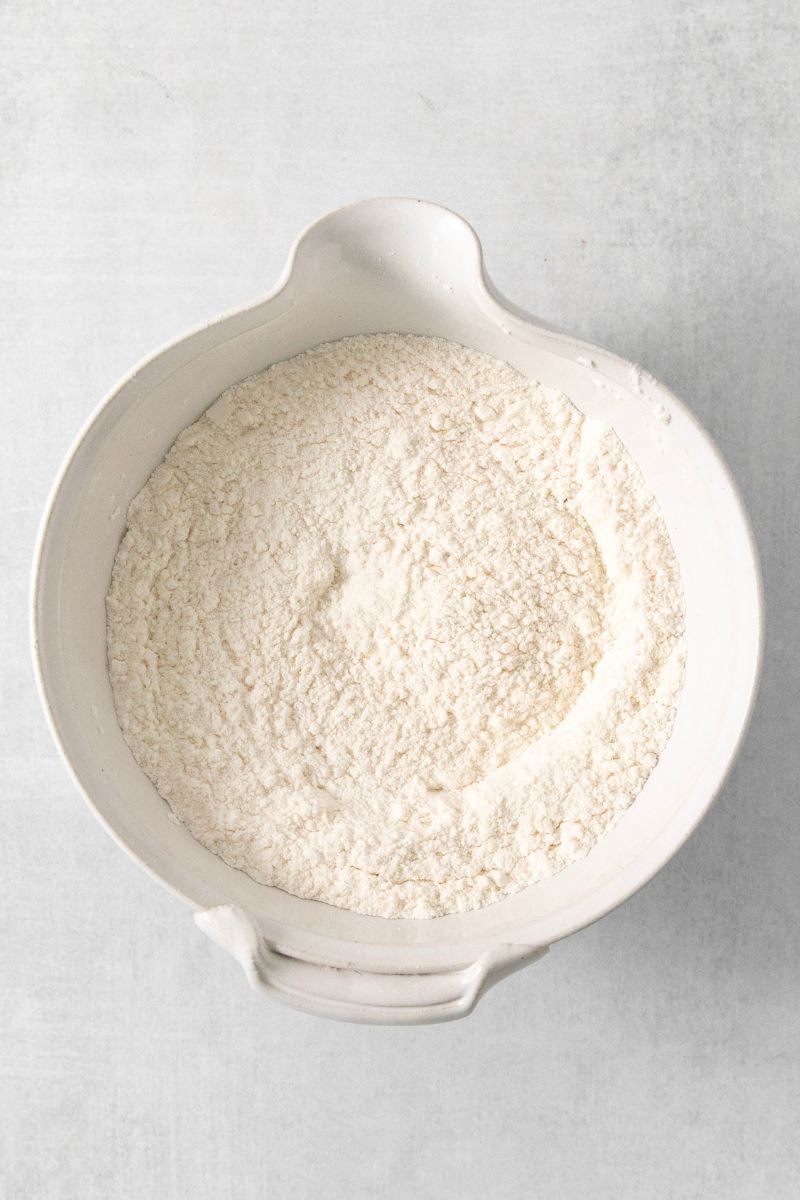 Dry ingredients in mixing bowl.