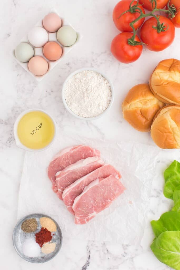 Recipe ingredients laid out on a counter.