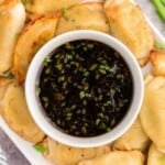 pot sticker dipping sauce with dumplings