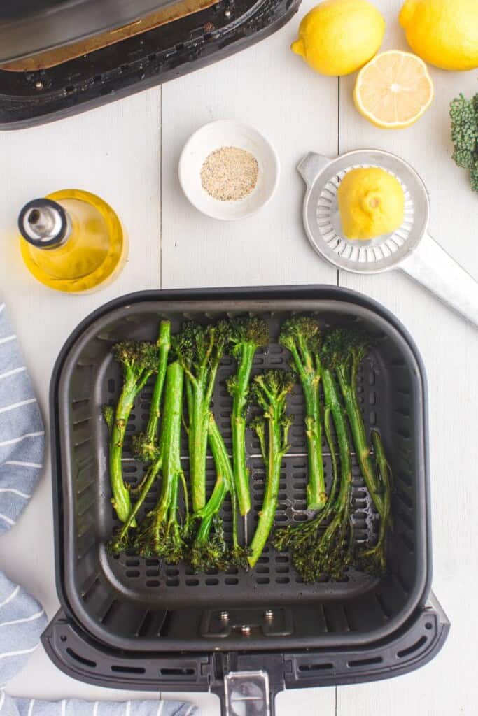 crispy broccolini in basket