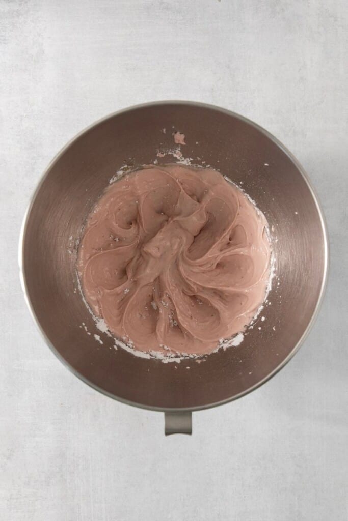 whipped strawberry cream cheese mixed with powdered sugar
