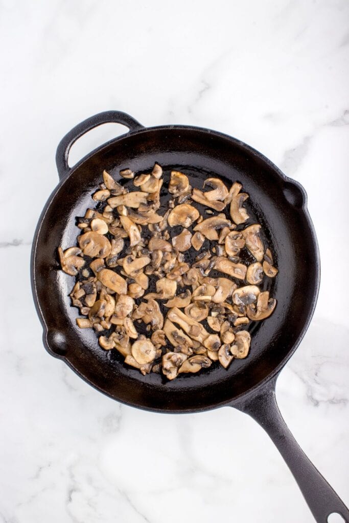 sauteing mushrooms in cast iron skillet
