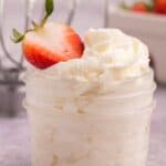 fresh homemade whipped cream in a small mason jar