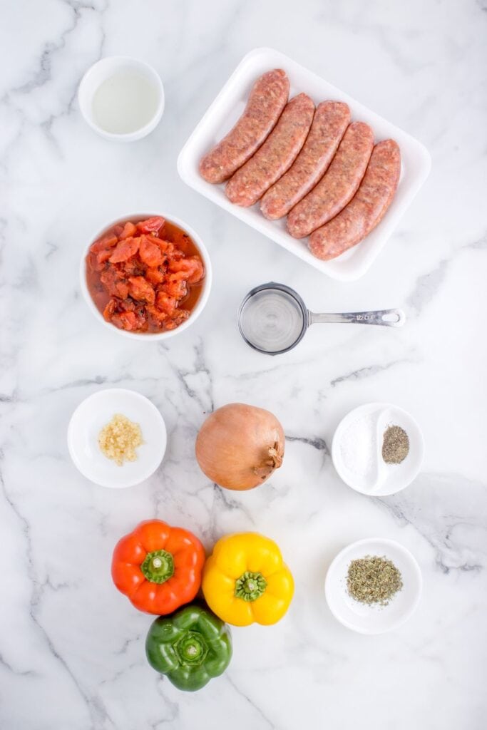 ingredients needed to make sausage and peppers